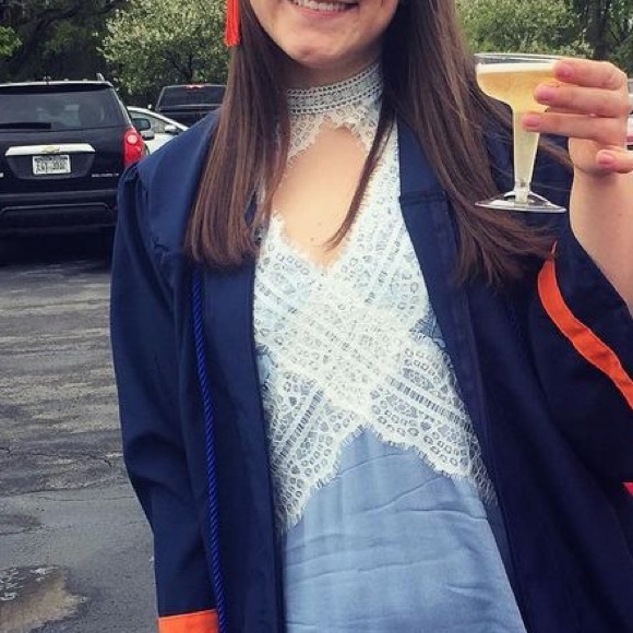 Blue lace key hole dress - Picture 5 of 5